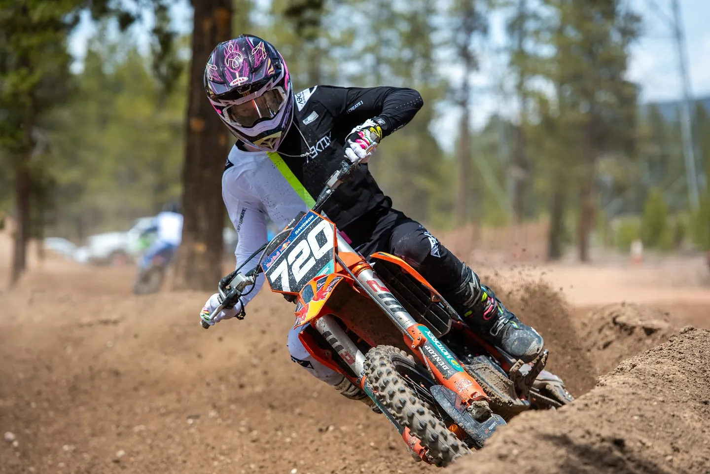 Motocross rider powering through a turn at Leadville MX Park