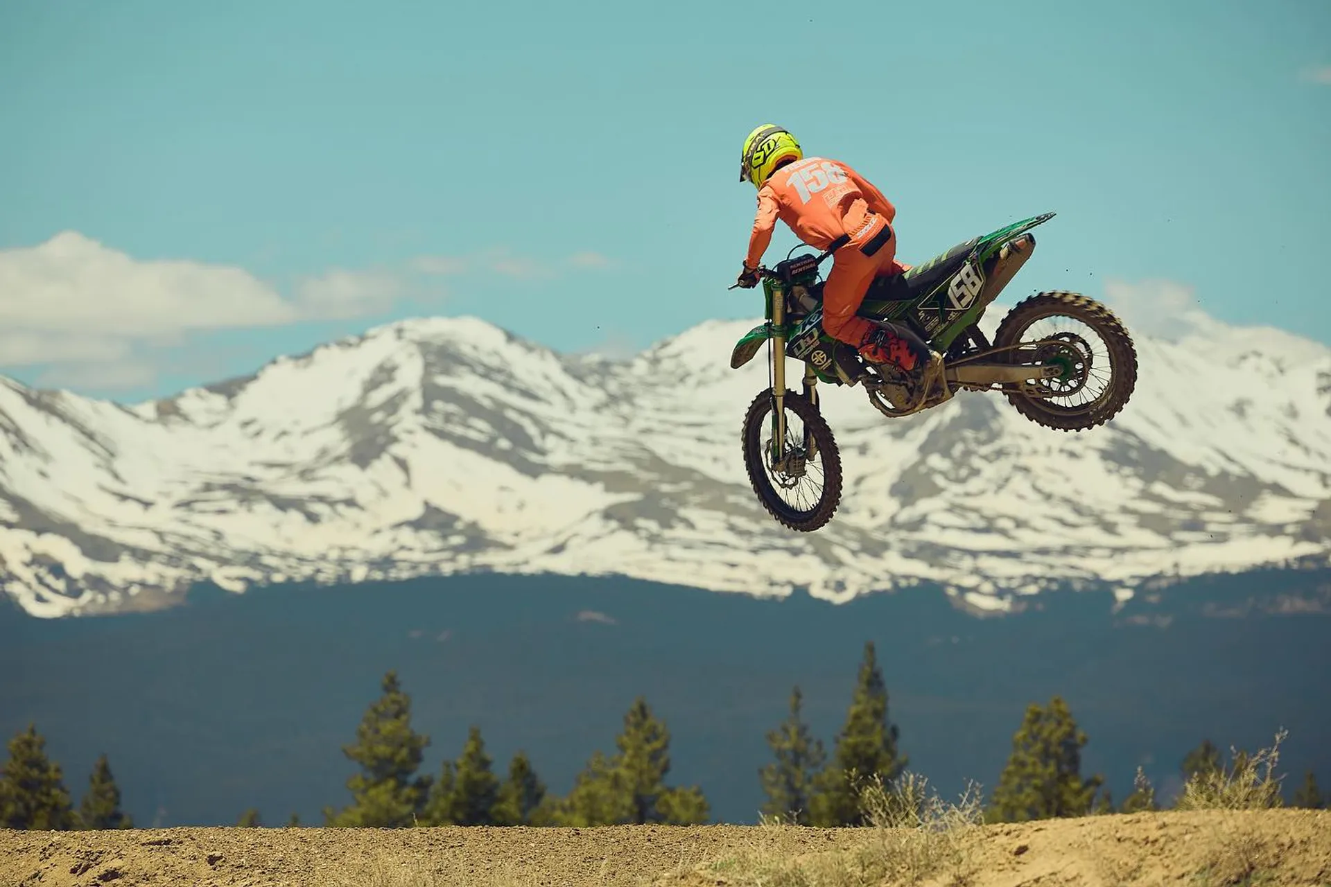 Rider jumping at 10,000 feet elevation
